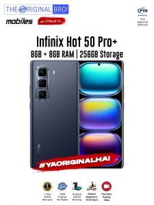Infinix Hot 50 Pro Plus - 8GB RAM - 256GB Storage - PTA Approved - 12 Months Warranty - Black - The Original Bro Mobiles - TOB36